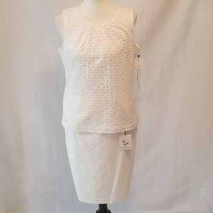 2 Piece Calvin Klein White Lace Skirt and Top